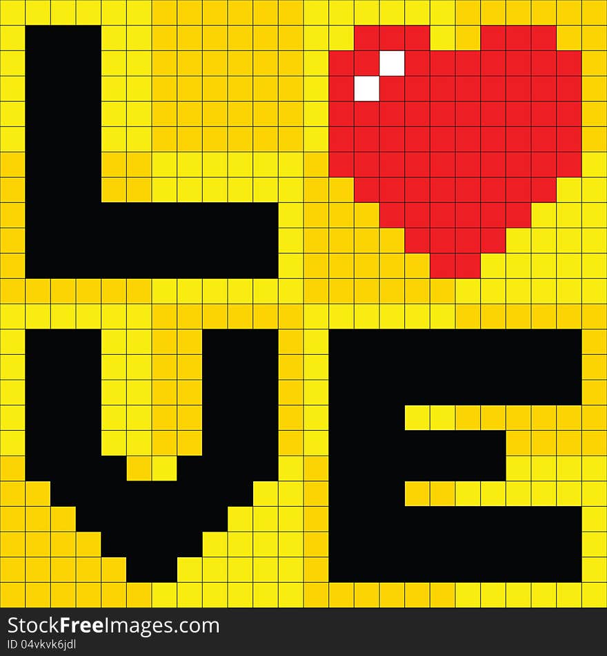 Love message depicted in pixel art form. Love message depicted in pixel art form