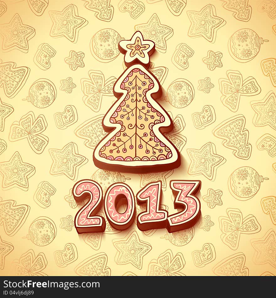 Christmas tree chocolate honey-cakes background