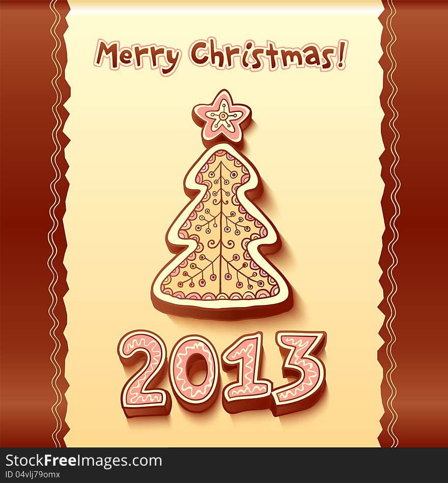 Christmas tree chocolate honey-cakes background