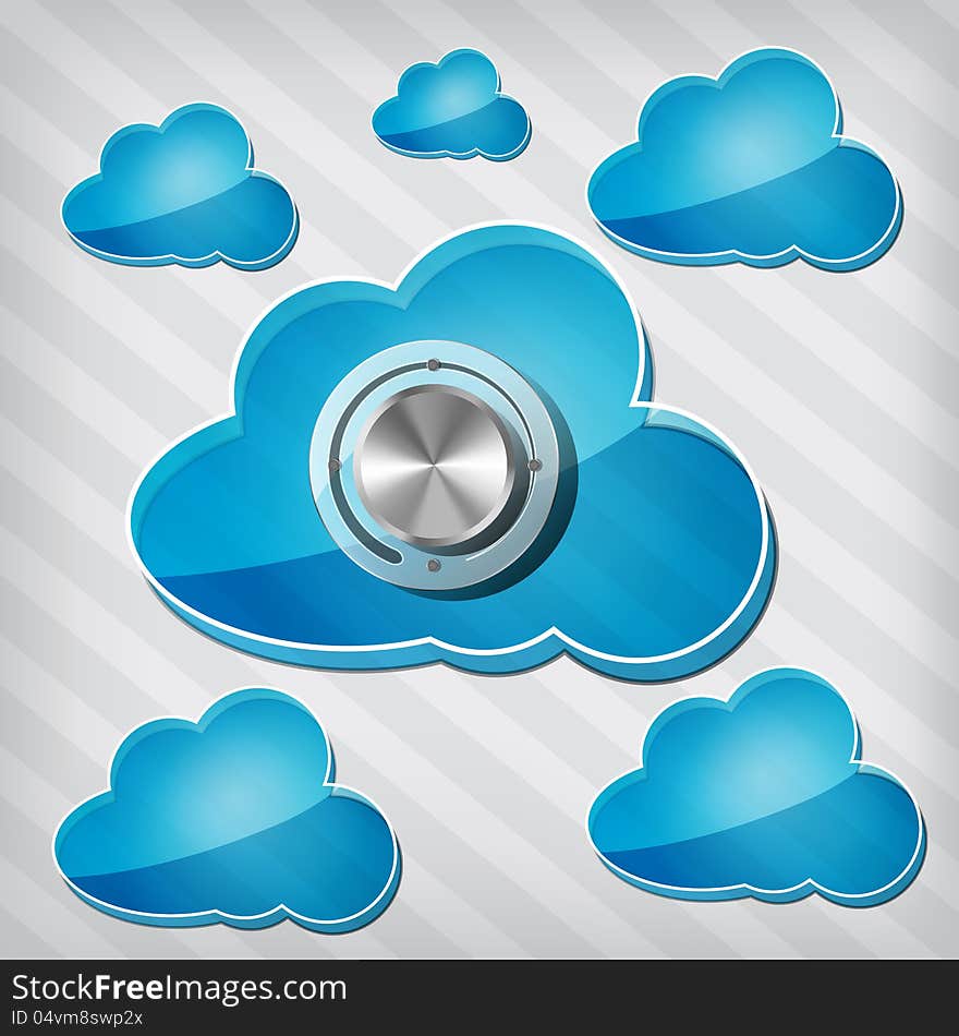 Transparency Blue Clouds With Chrome Volume Knob