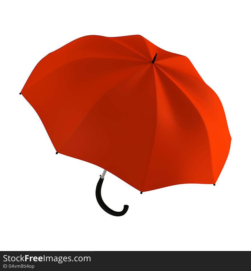 Red umbrella on white background