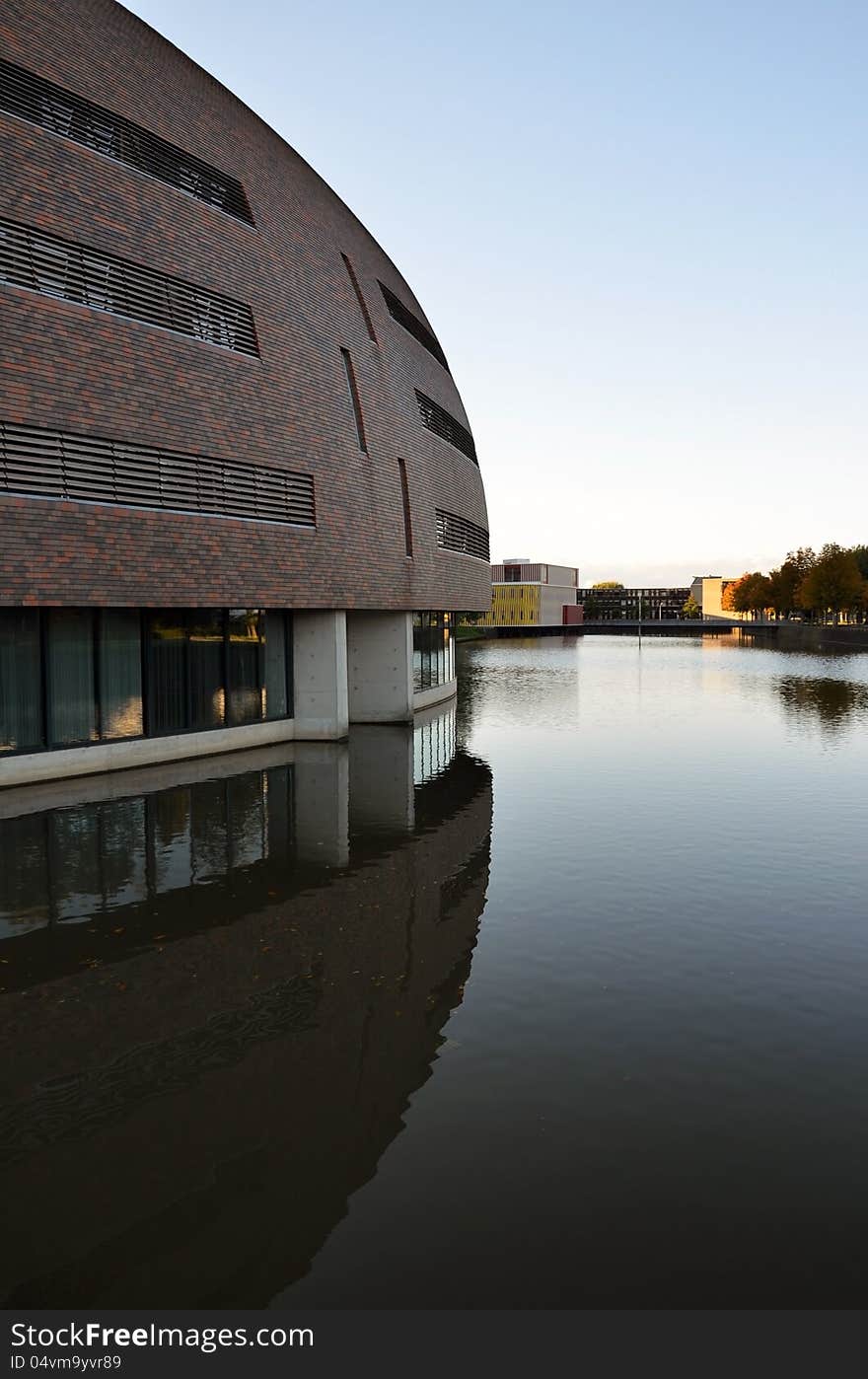 This image presents a beautiful building from the university campus in Groningen, Holland. This image presents a beautiful building from the university campus in Groningen, Holland