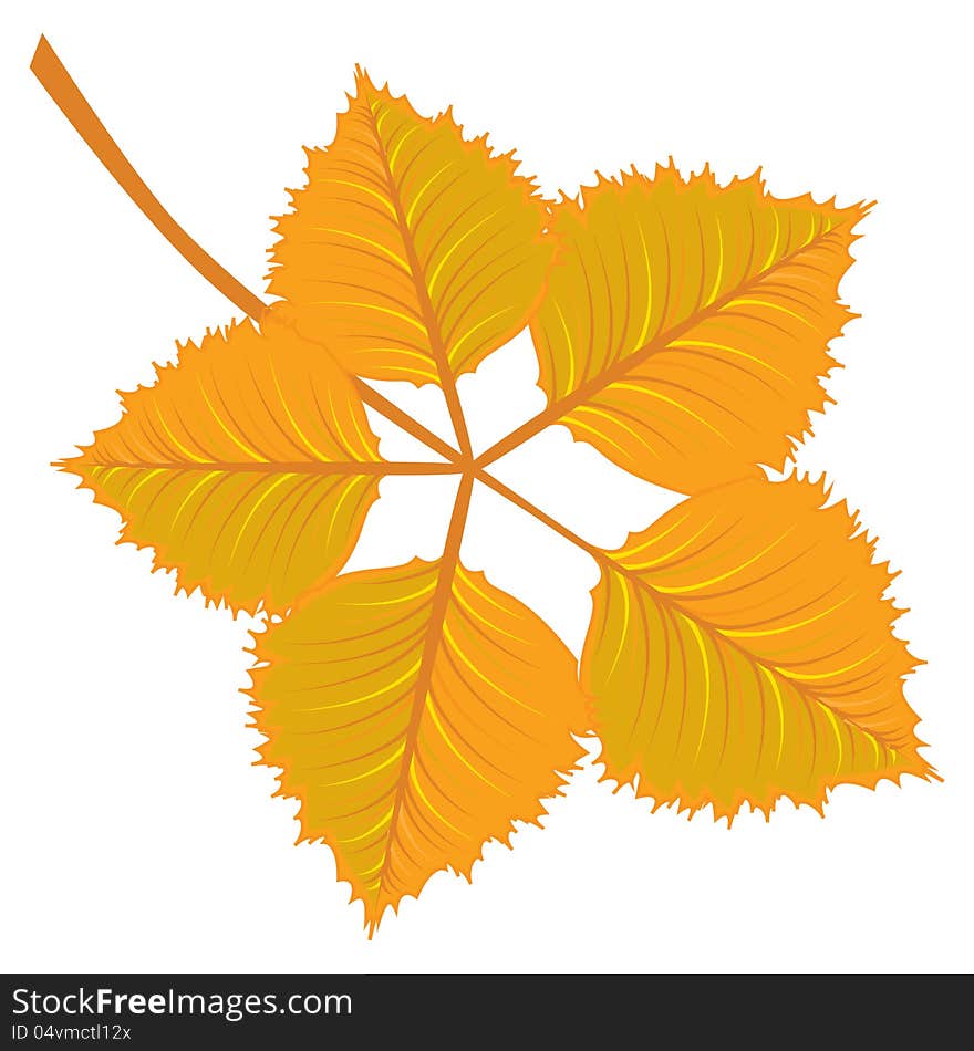 Illustration of branch with yellow autumn leaves background