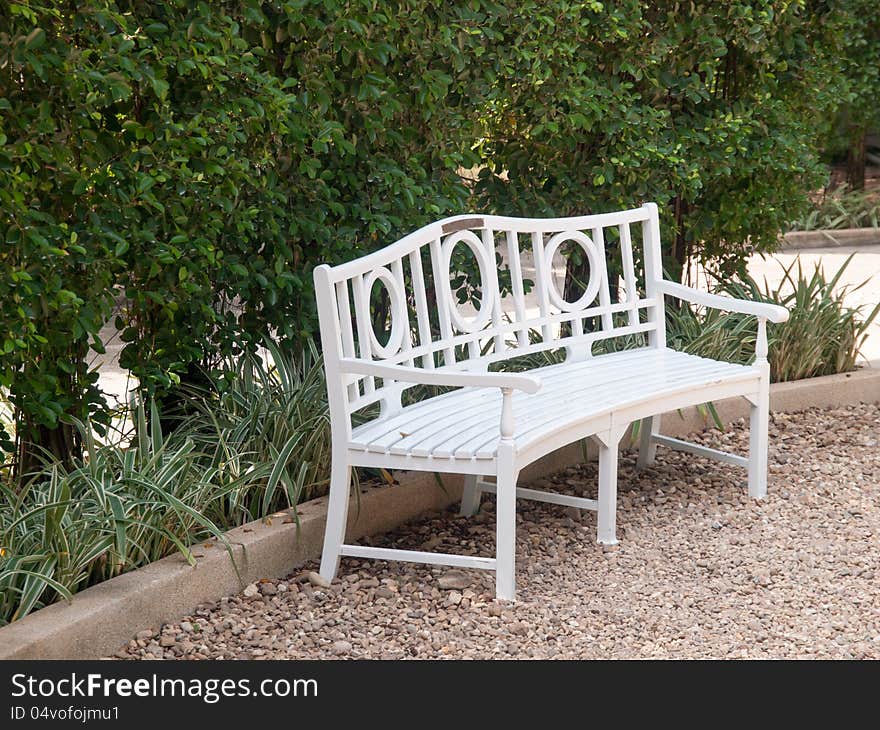 Wood bench in garden