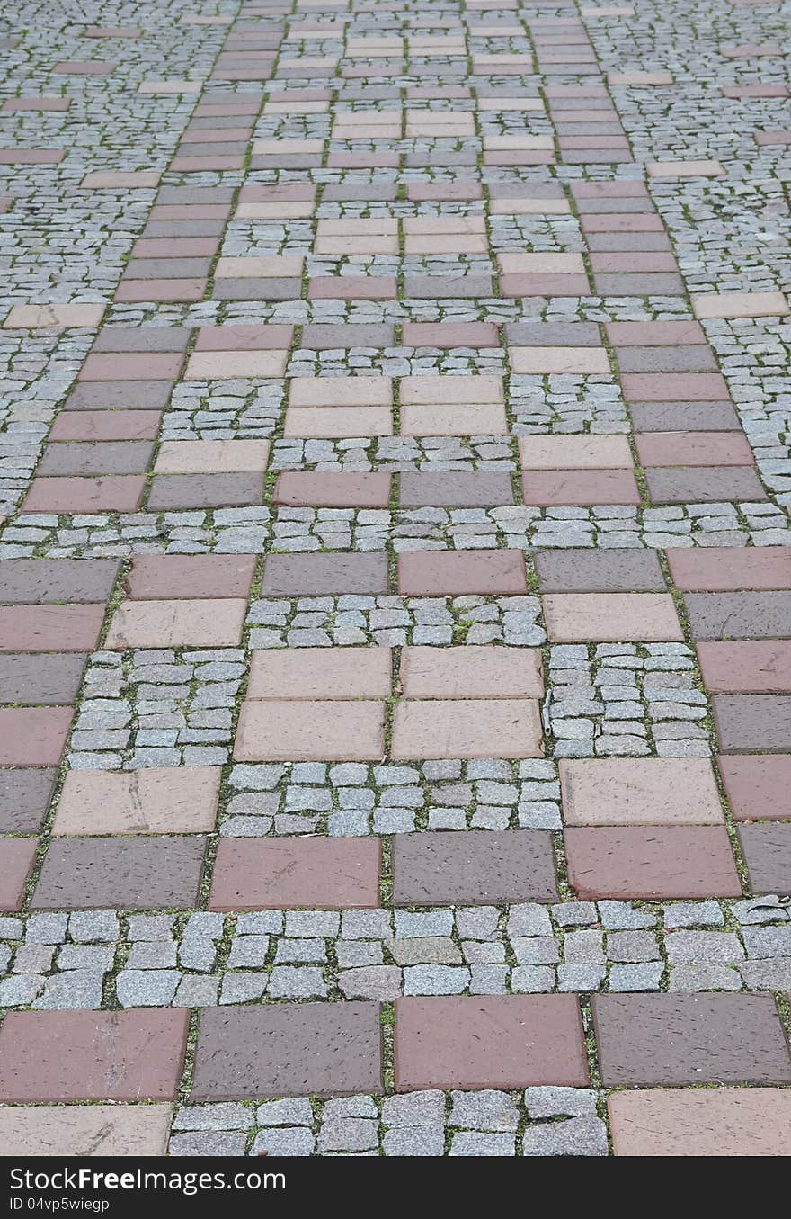 Background from street sett with granite stones