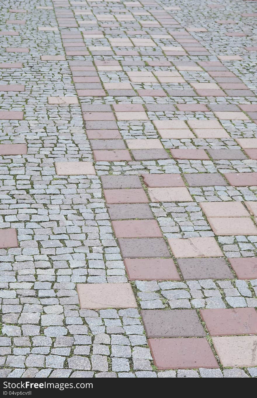 Background from street sett with granite stones