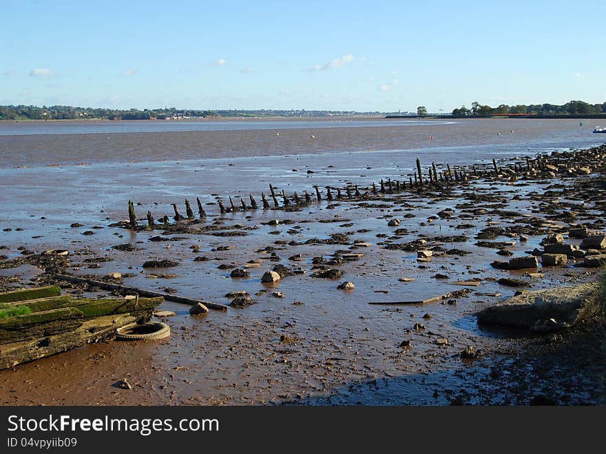 Exmouth Estuary, Devon, at low tide. Exmouth Estuary, Devon, at low tide