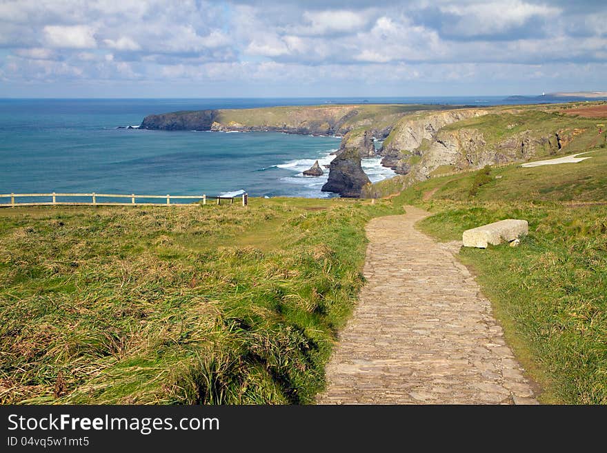 South West Coastal Path Bedruthan Steps Cornwall