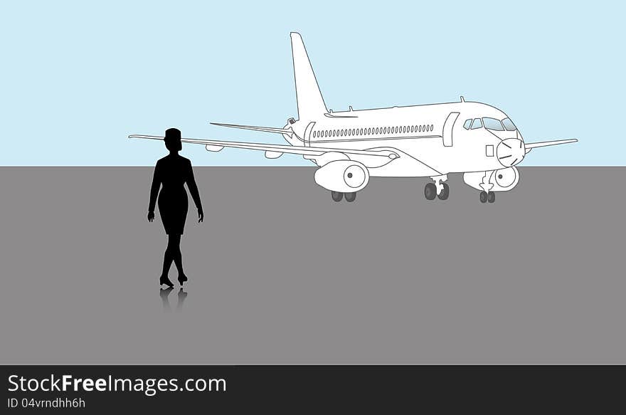 Airhostess and a Plane