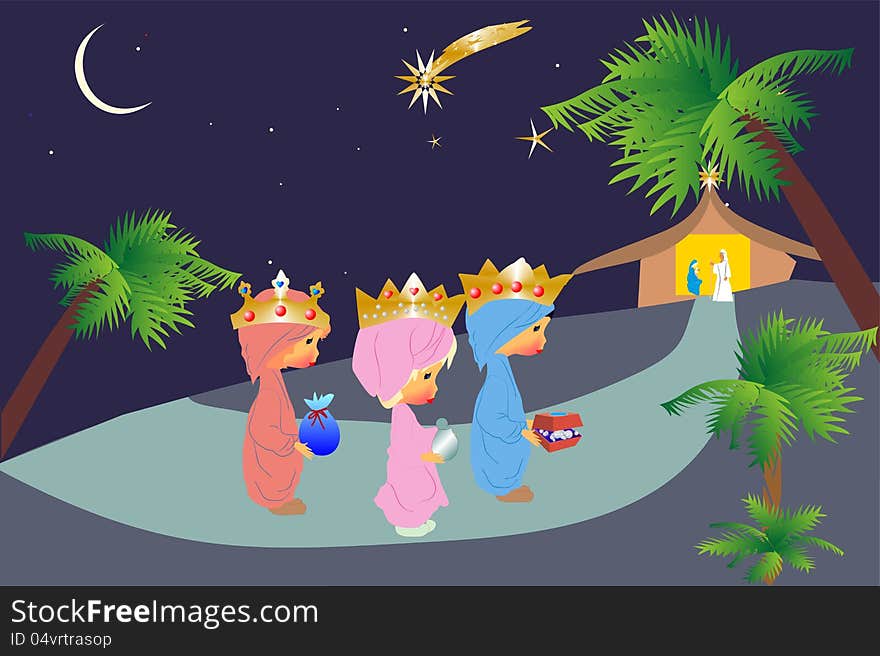Three kings are going with gifts