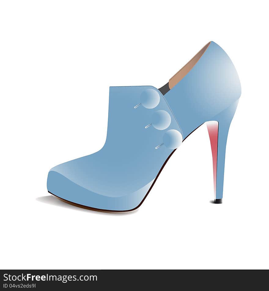 Illustration of blue suede fashion shoe. Illustration of blue suede fashion shoe.