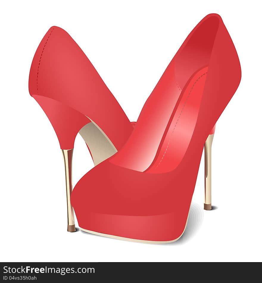 Illustration of red satin fashion shoes. Illustration of red satin fashion shoes.