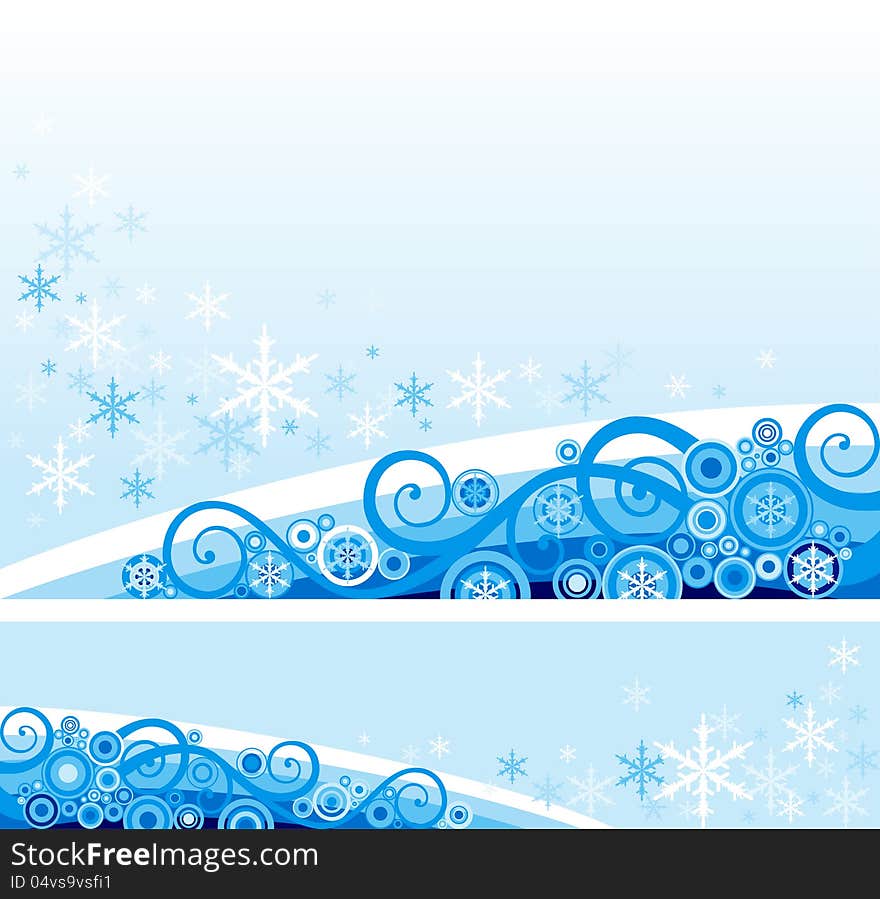 Vector abstract  background and banner with snowflakes. Vector abstract  background and banner with snowflakes.