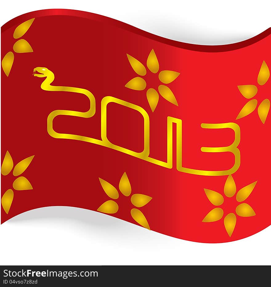 Red 2013 greeting flag, create by vector