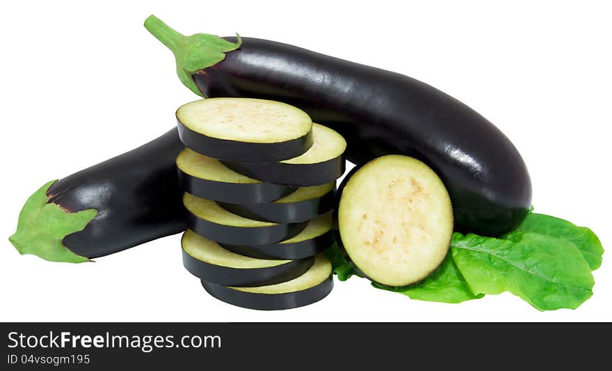 Aubergine decorated with lettuce leaves