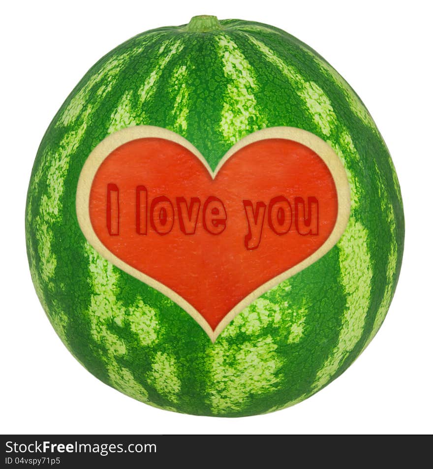 Water melon with red heart. Water melon with red heart