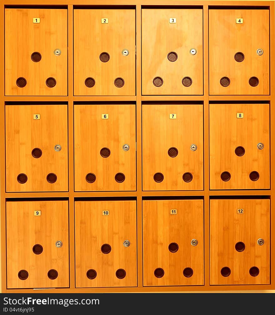 Wooden post boxes with numbers and locks