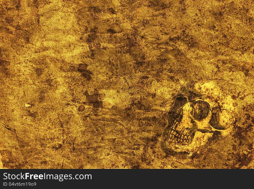 Old treasure map with a skull