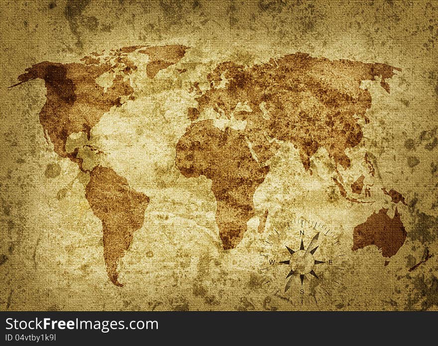 Old grungy map of the world. Old grungy map of the world