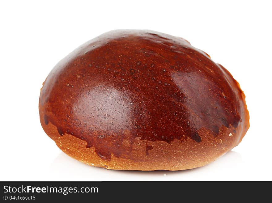 Glazed bun on a white background. Glazed bun on a white background.