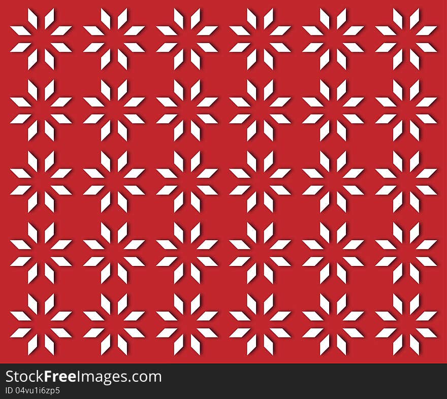 Christmas red background with white stylized snowflakes. Christmas red background with white stylized snowflakes