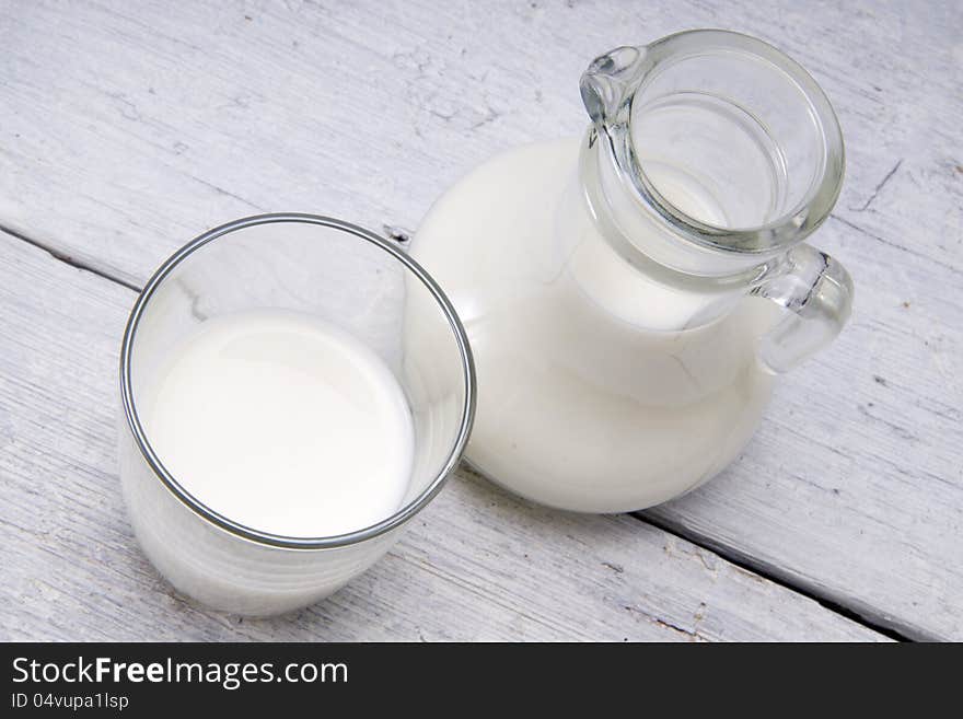 Jug And Glass With Milk And Sugars