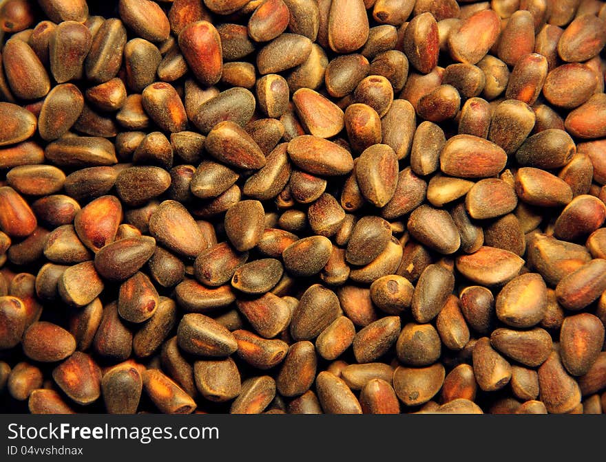 Pine nuts collected in a heap