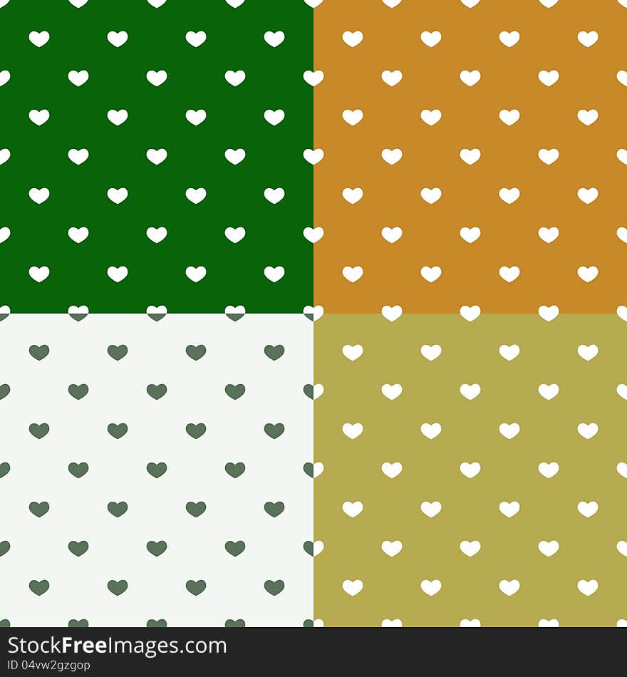 Set of seamless patterns with hearts