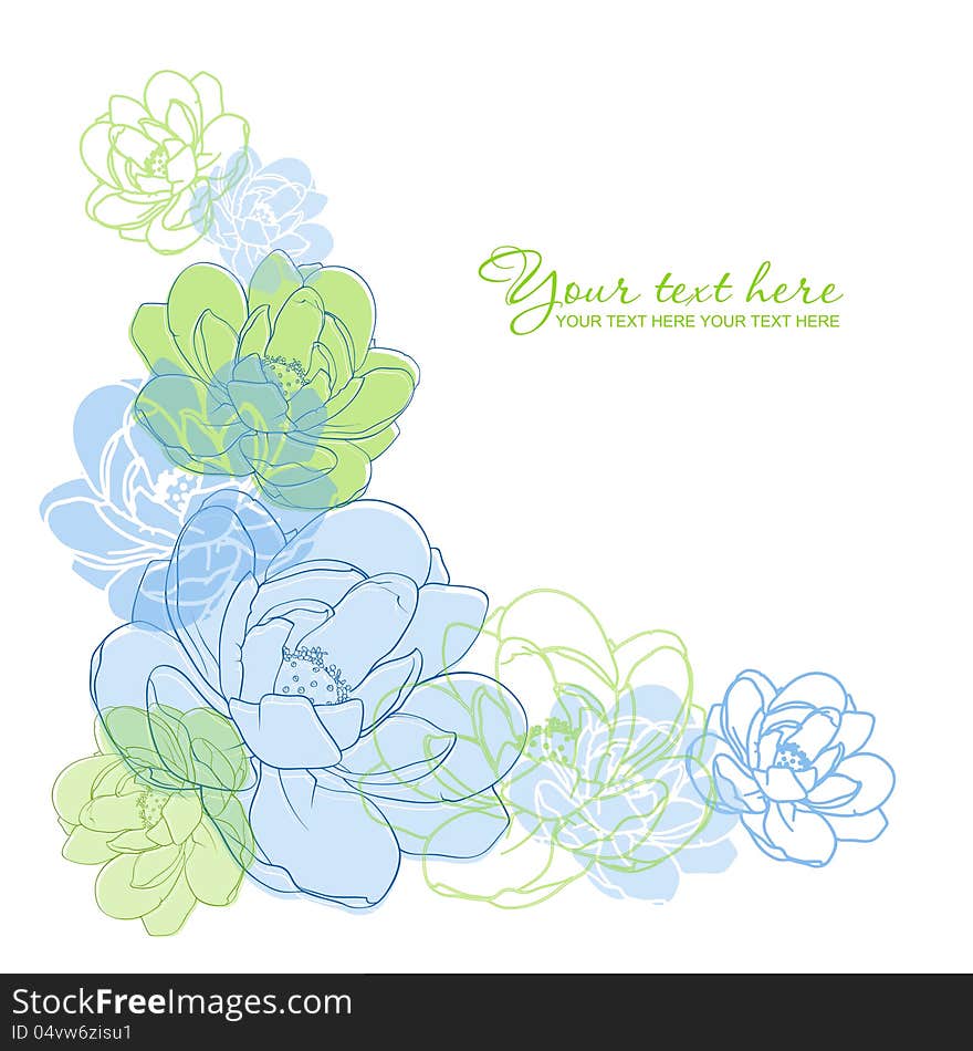 Romantic Flower greeting card. Place for your text. Vector. Romantic Flower greeting card. Place for your text. Vector.