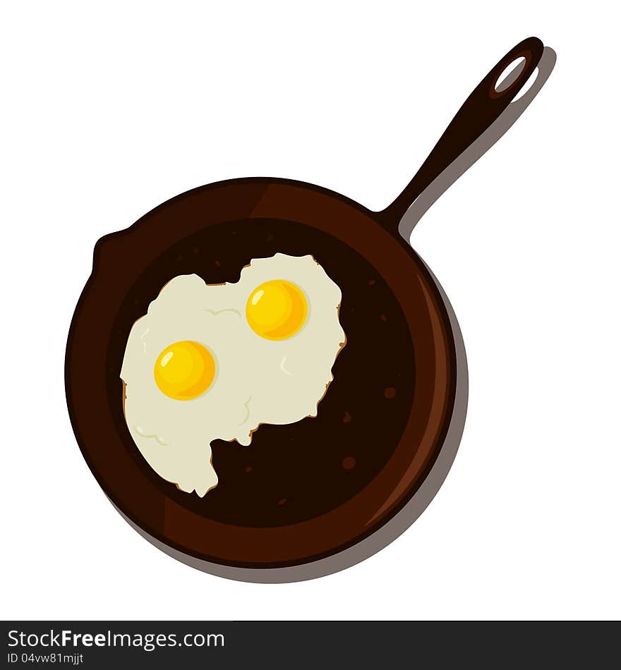 Fried egg in a frying pan.