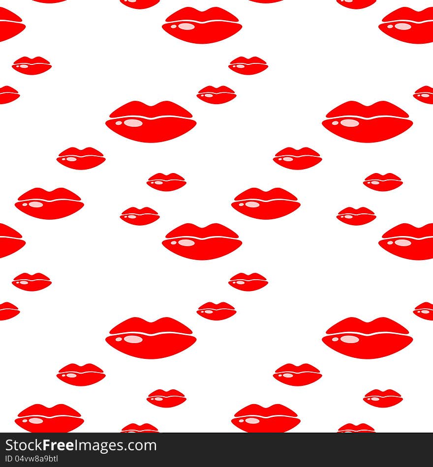 Seamless background with lips. Vector illustration