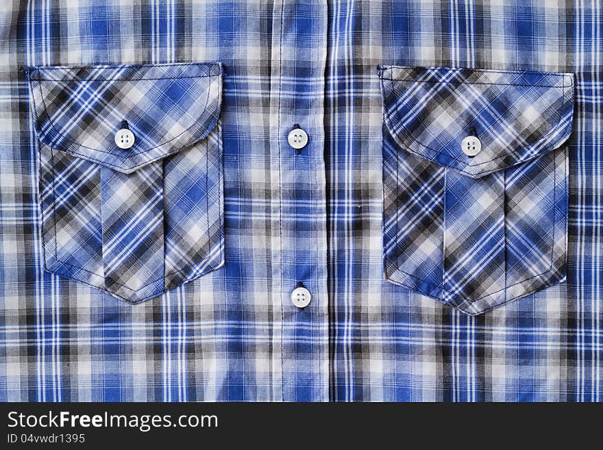 Closeup of Blue Tartan plaid Pocket