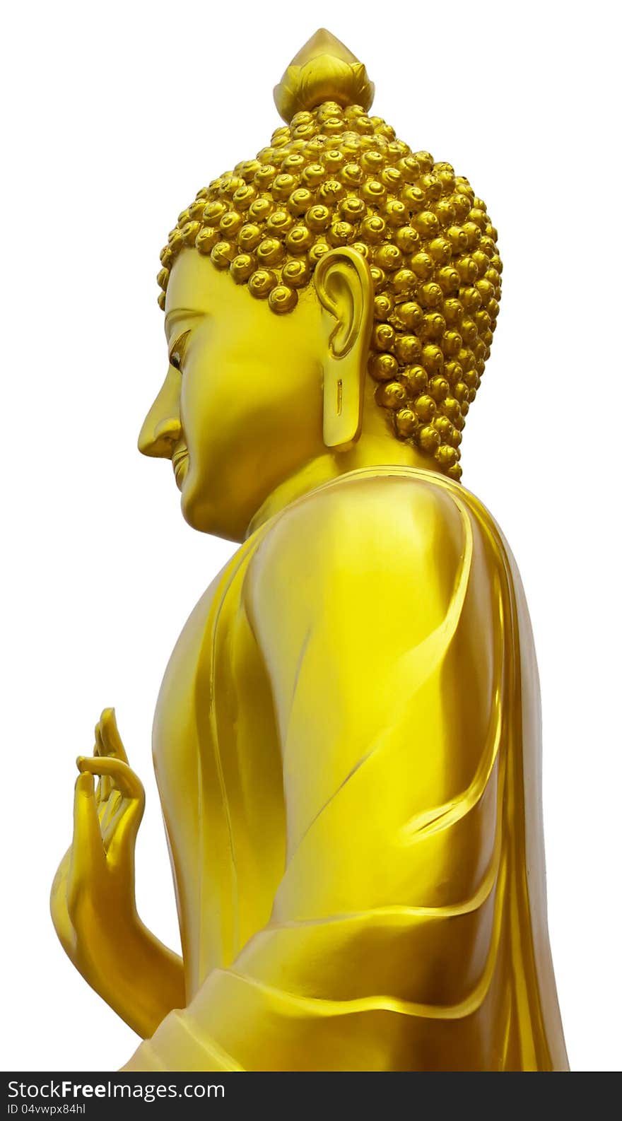 Isolates the upper side of the standing Buddha.