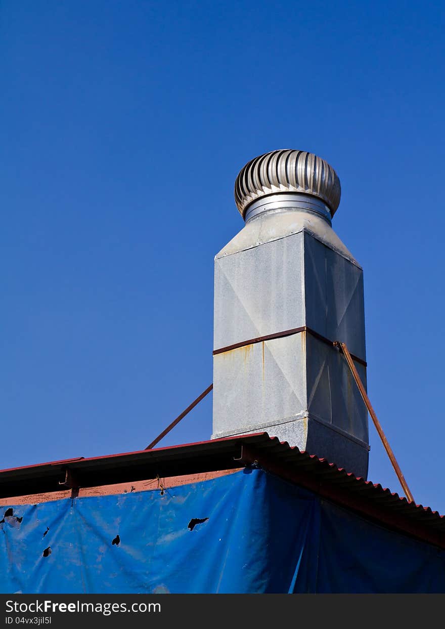 Air ventilation chimney with blue sky