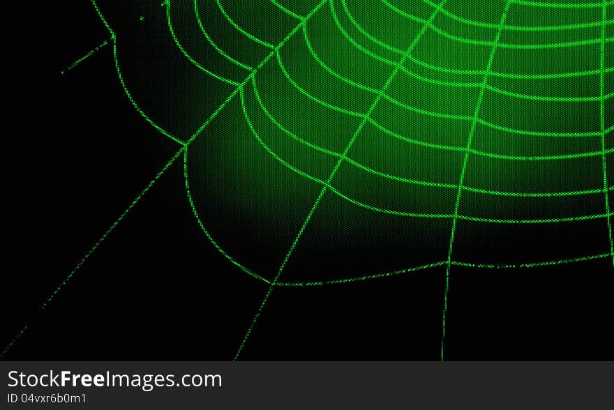 Green light in darkness illuminated a spider web. Green light in darkness illuminated a spider web