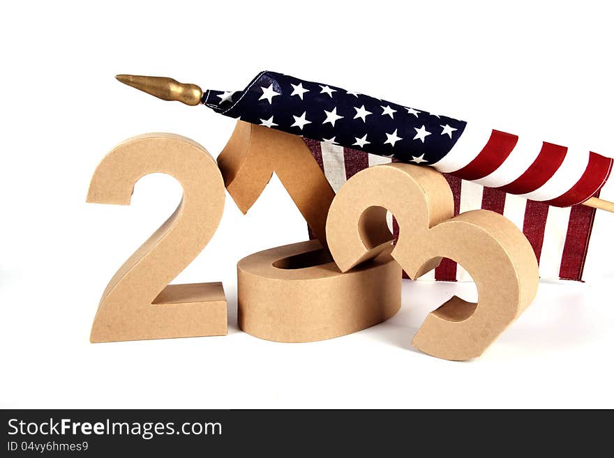 2013 In Paper 3D Numbers With An American Flag