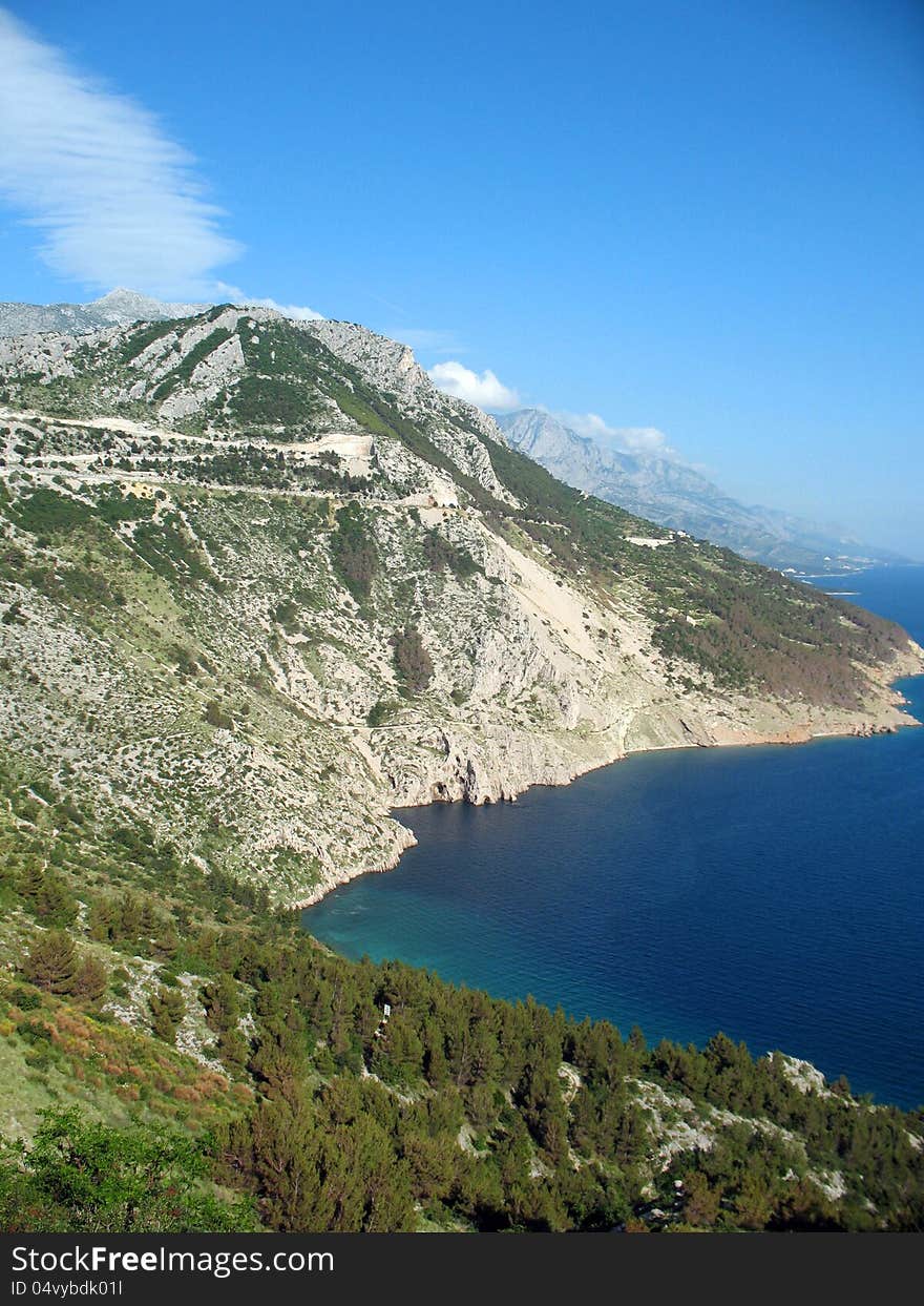 Picturesque sea bay and mountains in Horvatii. Picturesque sea bay and mountains in Horvatii