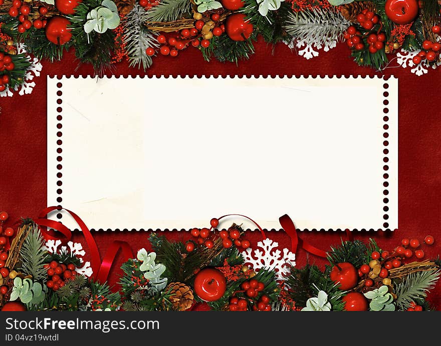 Victorian background with Christmas postcard, with space for photo and text. Victorian background with Christmas postcard, with space for photo and text.