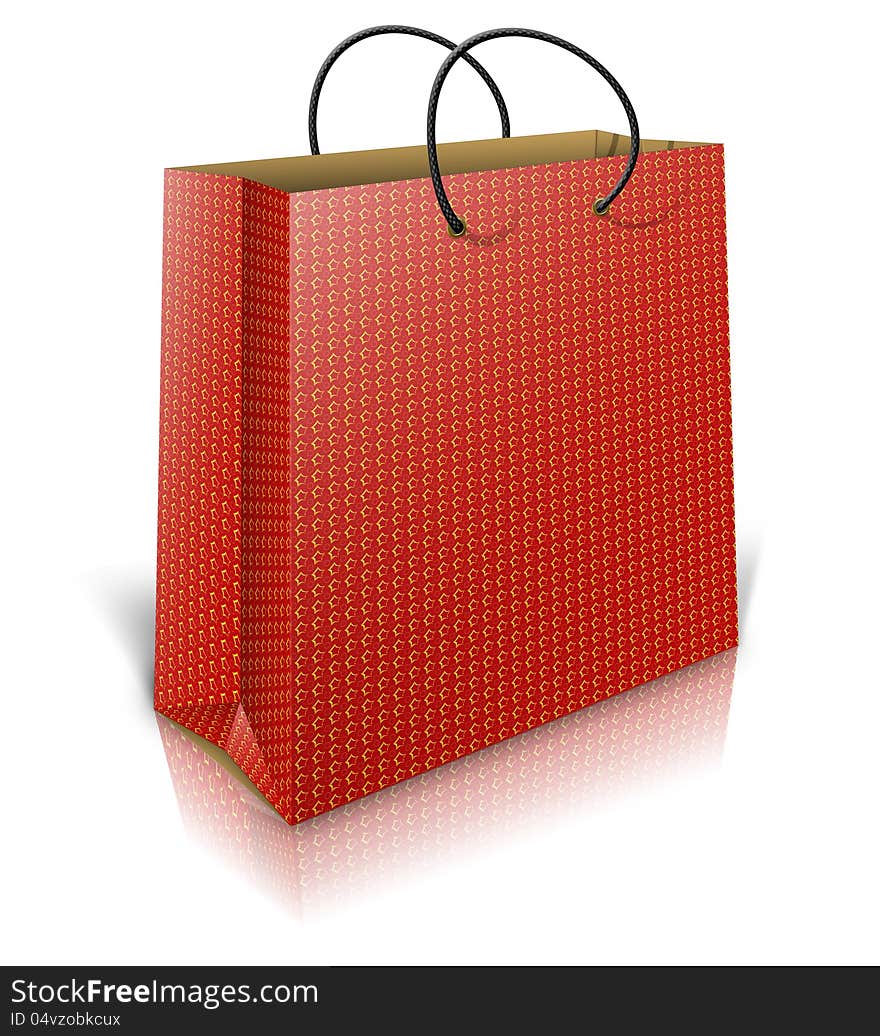 Illustration of colorful gift bag on white background.