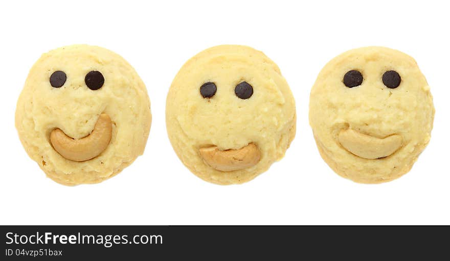 Set of Smiling cookies isolated on white