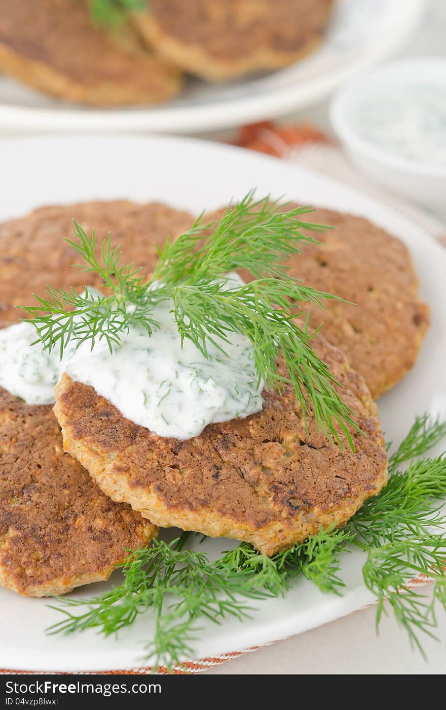 Liver fritters with pumpkin closeup