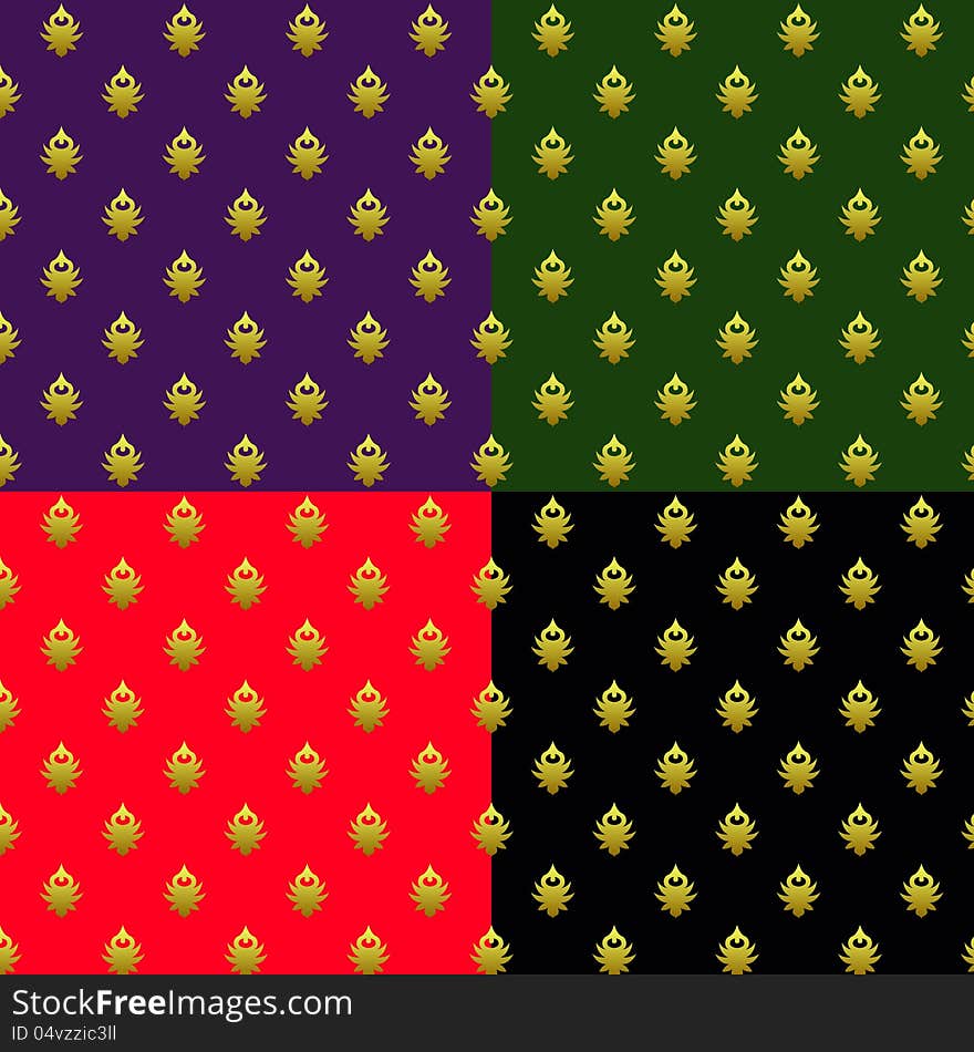 Set of vector seamless patterns with golden elements