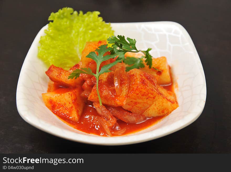 Chinese appetizers, Peppers and radish. Chinese appetizers, Peppers and radish