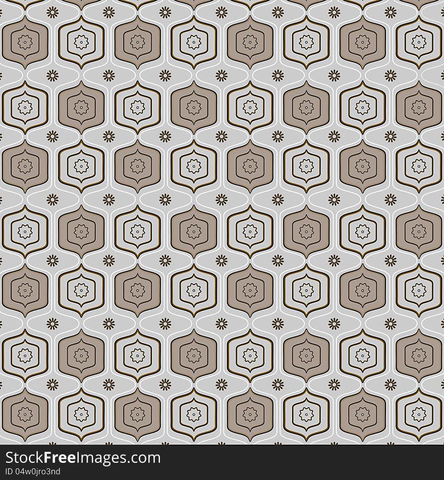 Illustration of grey wallpaper, retro pattern.