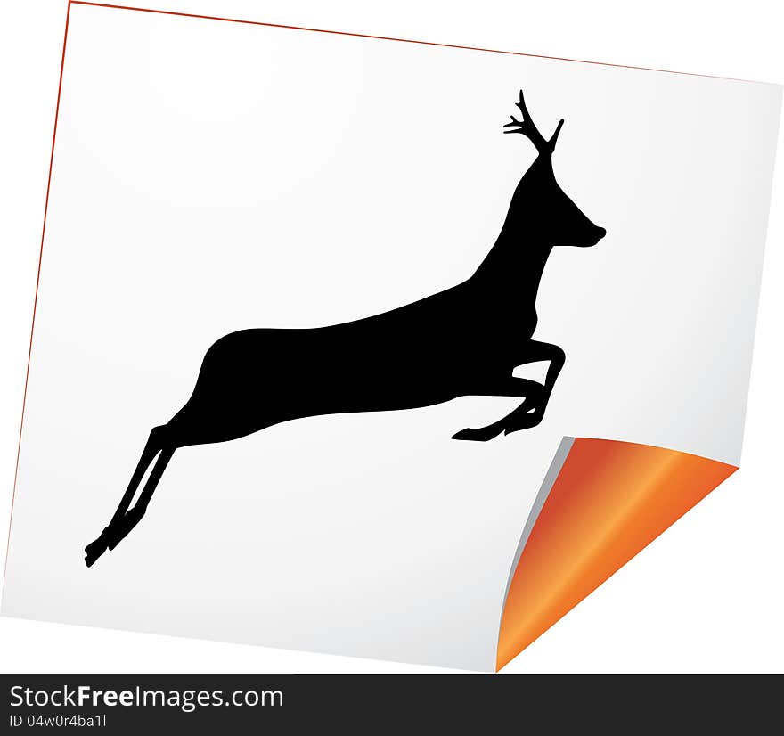 Silhouette of deer on a curled paper