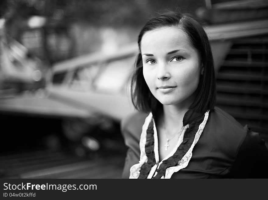 Romantic girl on an abstract background