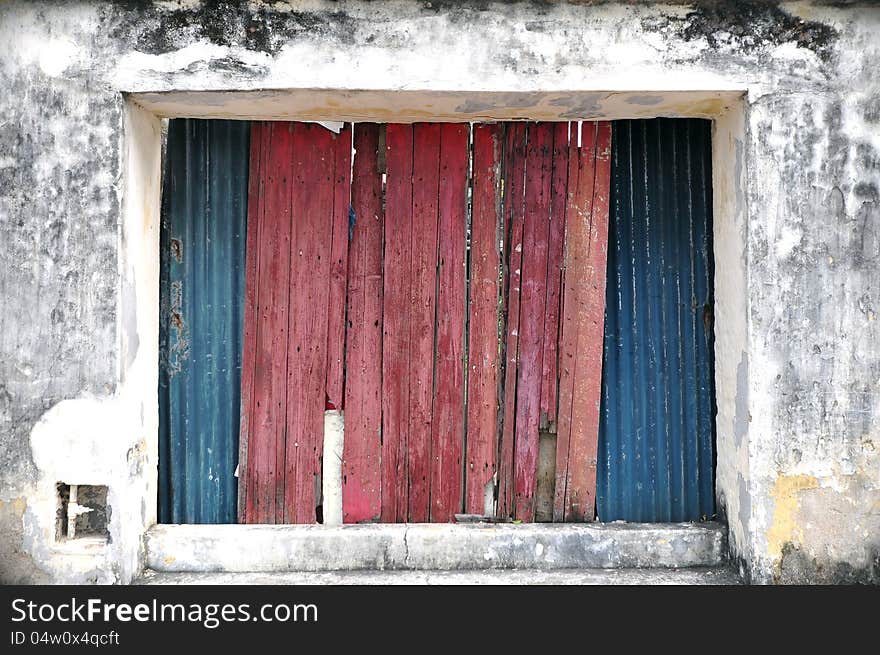 Old zinc and wood background at Coloane Island, Macau