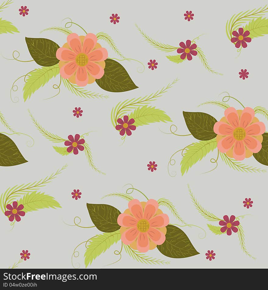 Simple flower seamless texture on a gray background