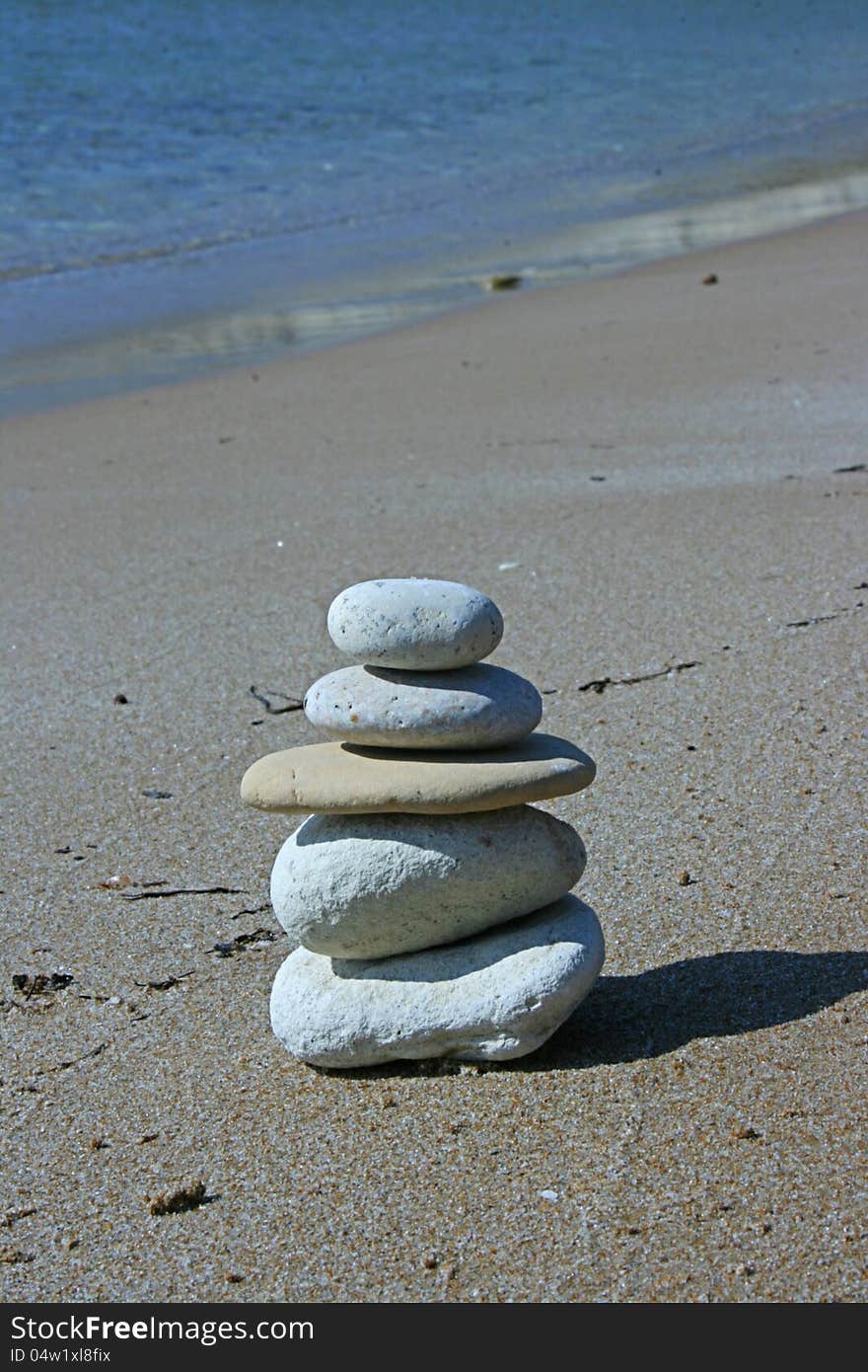 Stone stack on shore , close up. Stone stack on shore , close up