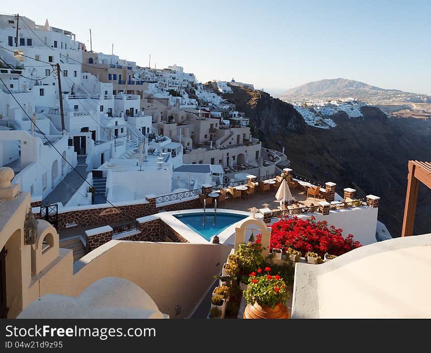 Greek house and yard with looking out to the sea